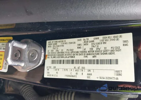 2020 Lincoln Corsair Reserve из США, поврежденный, VIN 5LMCJ2C9XLUL21663